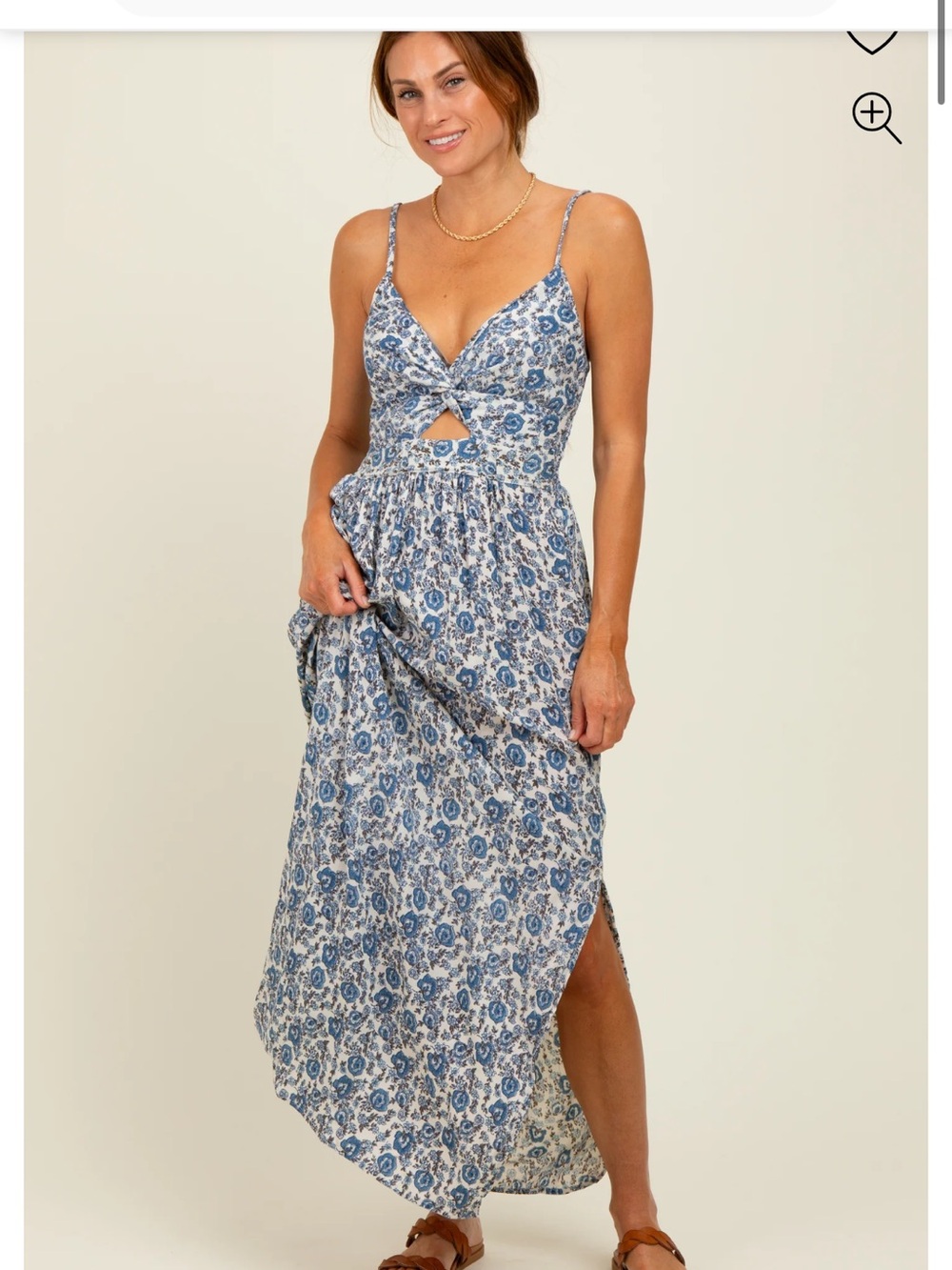 Pinkblush Blue Floral Cutout Maxi Dress